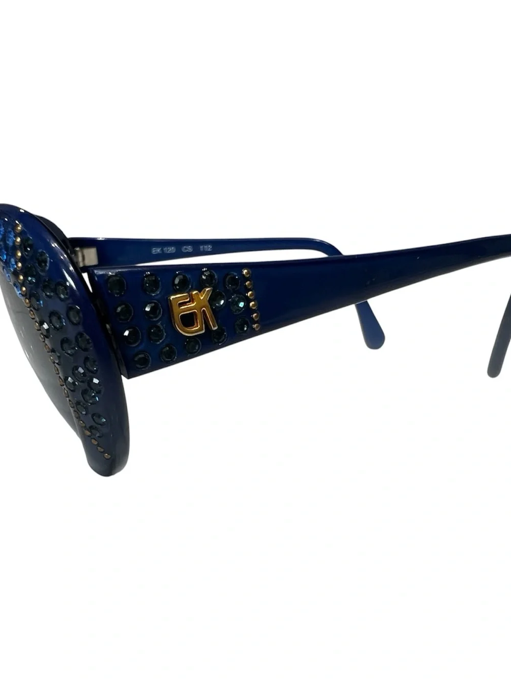 Vintage Emmanuelle Khan Sunglasses Made In Paris Blue Rhinestones Ek 120 /CS112